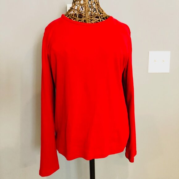 Saint John's Bay classic long sleeve red tee shirt, size M/M - Picture 2 of 5